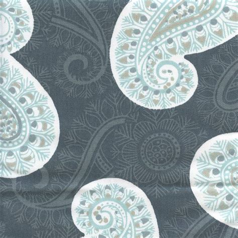 Peru Gunmetal Canal Twill Paisley Drapery Fabric by Premier 